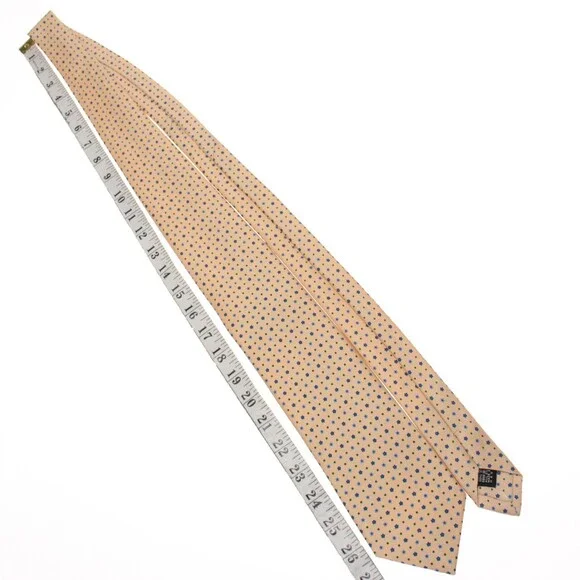 Drake's NWT Neck Tie Beige w/ Blue & Green Mini Floral / Geo Pattern 100% Silk